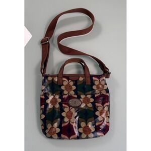 Fossil Key-Per HandBag Floral Coated Canvas with Leather Trim GrannieCore